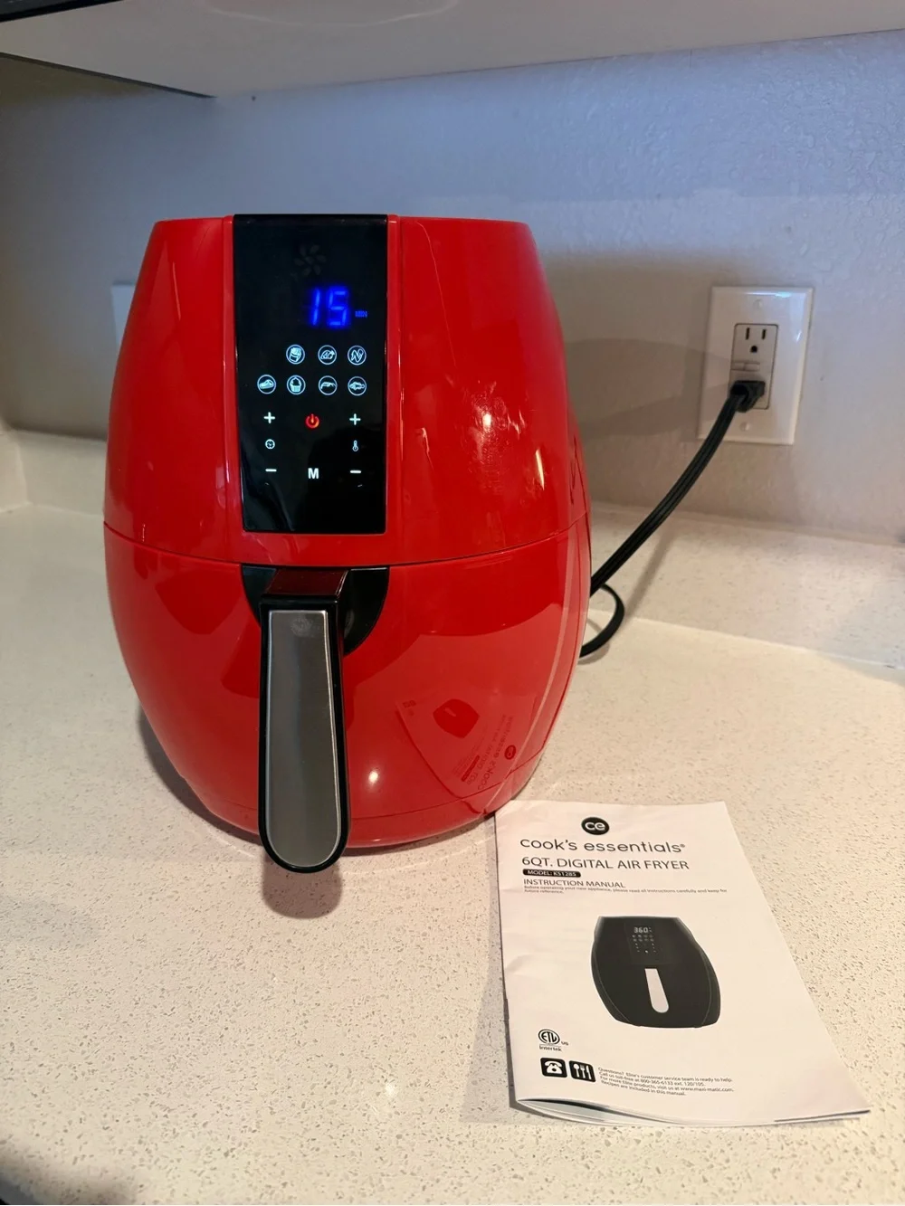 Red Digital Air Fryer with Touch Controls